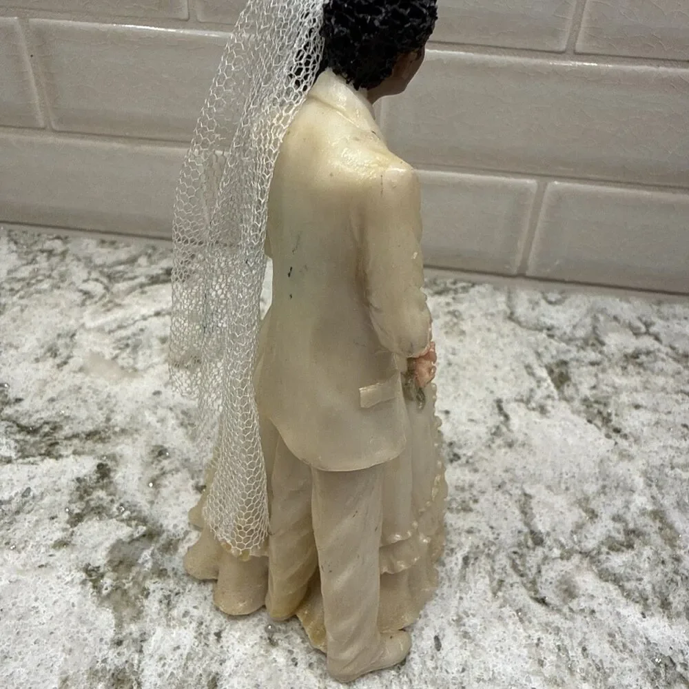 Vintage 1980’s resin African American wedding cake topper Bride Groom Wedding